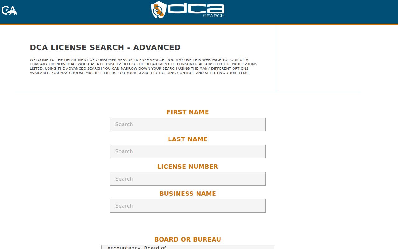South Lake Tahoe city directory professional license advanced search