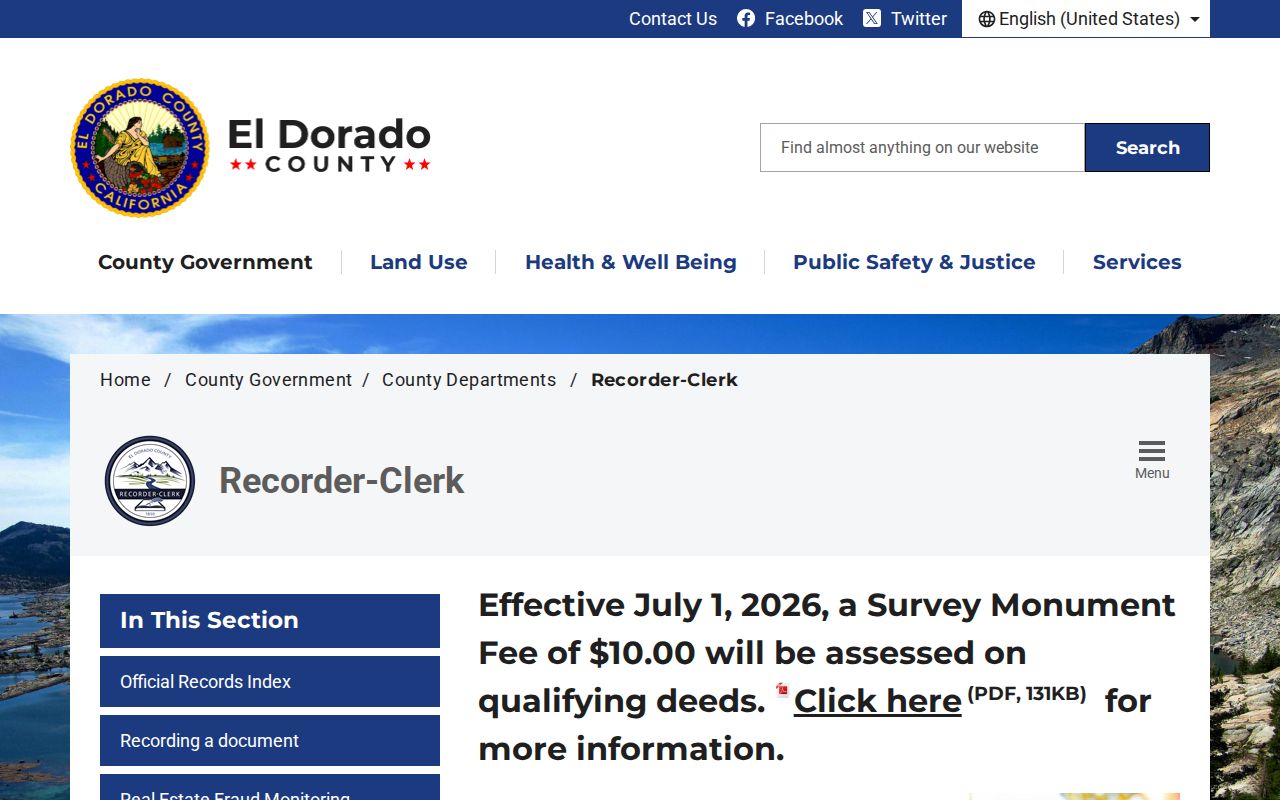 South Lake Tahoe previous residents Recorder Clerk department