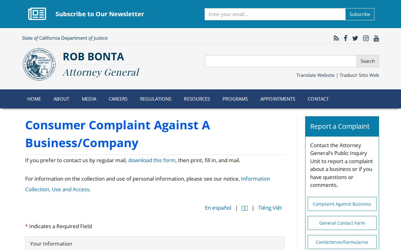 South Lake Tahoe resident lookup California consumer complaint form