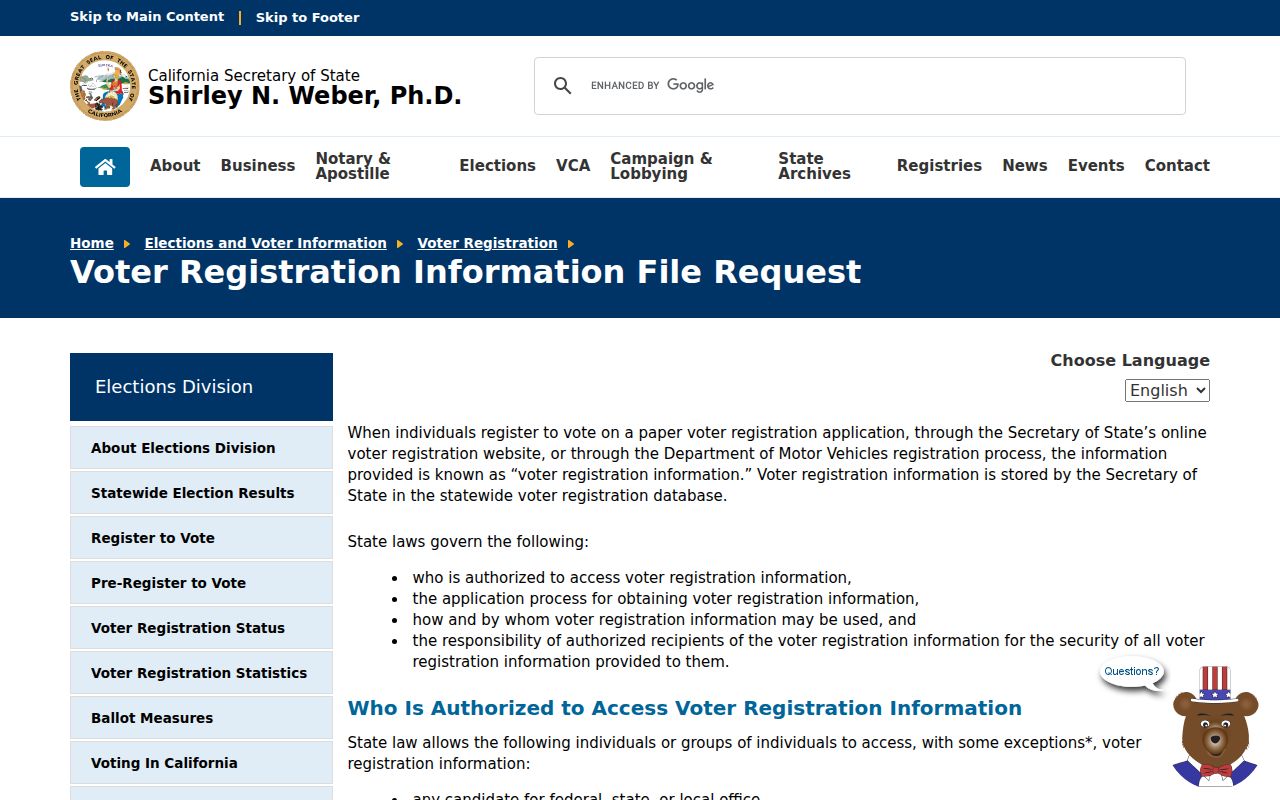 South Lake Tahoe resident lookup voter file request overview