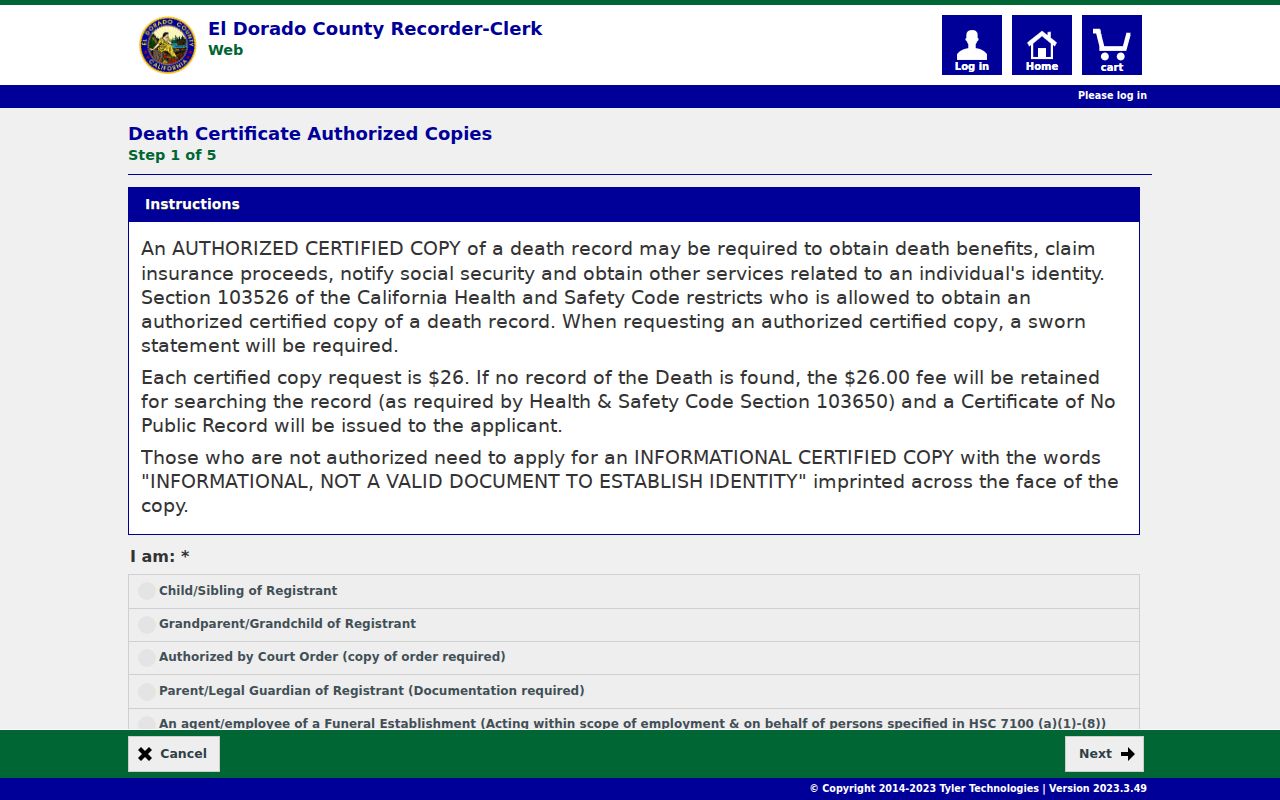 South Lake Tahoe resident lookup death copy request
